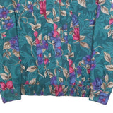 ALFRED DUNNER Womens Green Floral Printed Blouse Long Sleeve Round Neck S