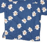 PINAPPLE MOON Mens Blue & White Floral Cotton Blend Shirt M Summer Casual