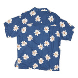 PINAPPLE MOON Mens Blue & White Floral Cotton Blend Shirt M Summer Casual