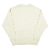 JESMARY Mens Cream Patterned V-Neck Cable Knit Jumper M Wool Warm Classic