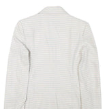 ZARA Womens White & Blue Checked Double Breasted Blazer Jacket XS Polyester