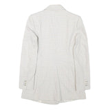 ZARA Womens White & Blue Checked Double Breasted Blazer Jacket XS Polyester
