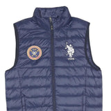 U.S. POLO ASSN Mens Blue Quilted Gilet S Polyester Blend Polo Club Zip Casual