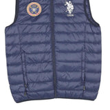 U.S. POLO ASSN Mens Blue Quilted Gilet S Polyester Blend Polo Club Zip Casual