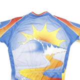 VOLEA Mens Blue Yellow Red Graphic Polyester Cycling T-Shirt L Short Sleeve Crew