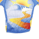 VOLEA Mens Blue Yellow Red Graphic Polyester Cycling T-Shirt L Short Sleeve Crew