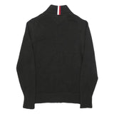 TOMMY HILFIGER Mens Black Pullover Plain Crew Neck Basic Knit M Cotton Blend