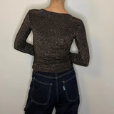 Unbranded Long Sleeve Top - Small Gold Nylon Blend