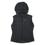 JACK WOLFSKIN Womens Black Outdoor Gilet S Polyester Blend Hooded Quilted