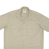 DICKIES Mens Beige Workwear Shirt L Cotton Blend Short Sleeve Button Fastening