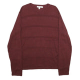 CALVIN KLEIN Mens Maroon Patterned Jumper Crew Neck Basic Knit L Cotton Blend