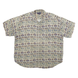 CHRISTOPHER RAND Mens Beige Pattern Shirt XL Rayon Casual Lightweight