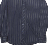 TED BAKER Mens Navy Blue Wavy Stripe Shirt M Cotton Long Sleeve Button