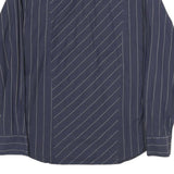 TED BAKER Mens Navy Blue Wavy Stripe Shirt M Cotton Long Sleeve Button