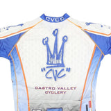 Mens White & Blue Cycling T-Shirt L Short Sleeve Zip Neck Jersey Castro Valley