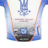 Mens White & Blue Cycling T-Shirt L Short Sleeve Zip Neck Jersey Castro Valley