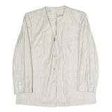 Womens White Pinstripe Button Cotton Blend Jacket XL Formal Workwear Blazer