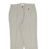Womens Regular Fit Checked Zip Trousers Cream & Black W32 L30 Classic Casual