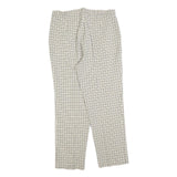 Womens Regular Fit Checked Zip Trousers Cream & Black W32 L30 Classic Casual
