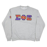 CHAMPION Mens Grey Greek Letters Crew Neck XL Applique Cotton Blend Sweatshirt