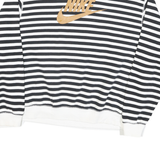 NIKE Womens Black & White Striped Crew Neck Sweatshirt S Cotton Blend Casual