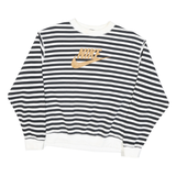 NIKE Womens Black & White Striped Crew Neck Sweatshirt S Cotton Blend Casual