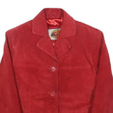 GAPELLE Womens Red Leather Button Jacket S Suede Classic Stylish Outerwear