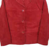 GAPELLE Womens Red Leather Button Jacket S Suede Classic Stylish Outerwear