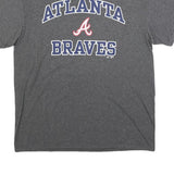MAJESTIC Mens Grey Atlanta Braves Graphic T-Shirt L Short Sleeve Crew Neck