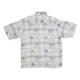 JOSEPH & FEISS Mens Grey & Blue Patterned Silk Shirt L Summer Casual