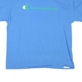 CHAMPION Mens Blue XL Short Sleeve Crew Neck Cotton Blend T-Shirt Logo Print