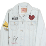 LEVI'S Womens Blue Denim Cotton Embroidered Jacket XS Button Closure