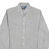 RALPH LAUREN Mens White & Black Striped Shirt M Classic Fit Cotton Blended Long