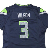 NIKE Womens Blue & Green Seahawks Wilson Football Shirt L Short Sleeve V-Neck