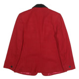 DUMAS Womens Red & Black Wool Button Jacket UK 12 Tailored Plain Stylish