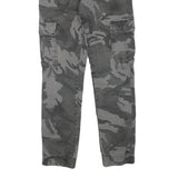 Mens Slim Drawstring Cotton Blend Grey Camo Cargo Trousers W28 L29 Casual