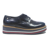 TOMMY HILFIGER Women's Striped Platform Lace-Up Leather Shoes Navy UK 5 Stylish