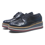 TOMMY HILFIGER Women's Striped Platform Lace-Up Leather Shoes Navy UK 5 Stylish