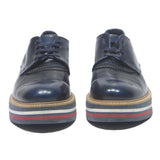 TOMMY HILFIGER Women's Striped Platform Lace-Up Leather Shoes Navy UK 5 Stylish