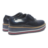 TOMMY HILFIGER Women's Striped Platform Lace-Up Leather Shoes Navy UK 5 Stylish