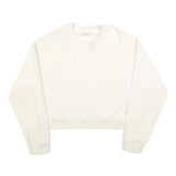 ADIDAS Womens Cream & White Crew Neck UK 16 Sweatshirt Cotton Blend Casual