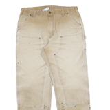 CARHARTT Mens Jeans Beige Relaxed Straight Denim Medium W34 L31 Workwear Utility