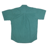 CHAPS Mens Green Cotton Button-Down Shirt M Classic Short Sleeve Pocket