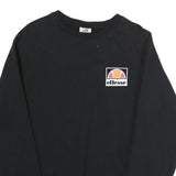 ELLESSE Mens Black Cotton Crew Neck Sweatshirt S Ellesse Logo Casual Pullover
