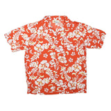 PACIFIC TEAZE Mens Orange & White Floral Hawaiian Shirt M Cotton Blend Casual
