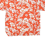 PACIFIC TEAZE Mens Orange & White Floral Hawaiian Shirt M Cotton Blend Casual