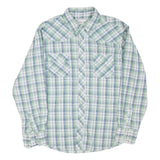 WRANGLER Mens Blue & Green Check Shirt M Classic Fit Cotton Blend Casual