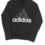 ADIDAS Womens Black Hoodie S Cotton Blend Pullover Sweatshirt Logo Print