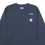 CARHARTT Mens Navy Blue Long Sleeve T-Shirt Crew Neck Cotton Blend S Pocket