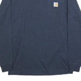 CARHARTT Mens Navy Blue Long Sleeve T-Shirt Crew Neck Cotton Blend S Pocket
